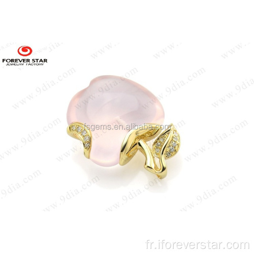 Wholesale bijoux rose collier quartz pendentif